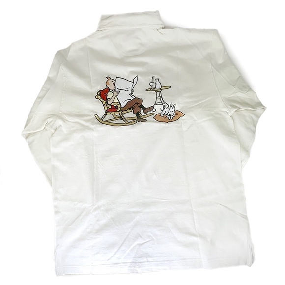 Adventures of Tintin Cream Embroidered Vintage Polo - Picture 3 of 7